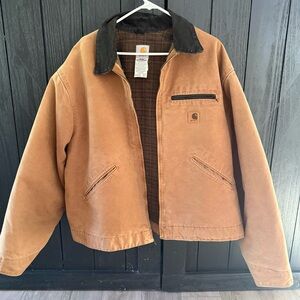 Vtg 2005 Carhartt Detroit Jacket Sandstone Duck‎ Blanket Lined Sz XXL Workwear